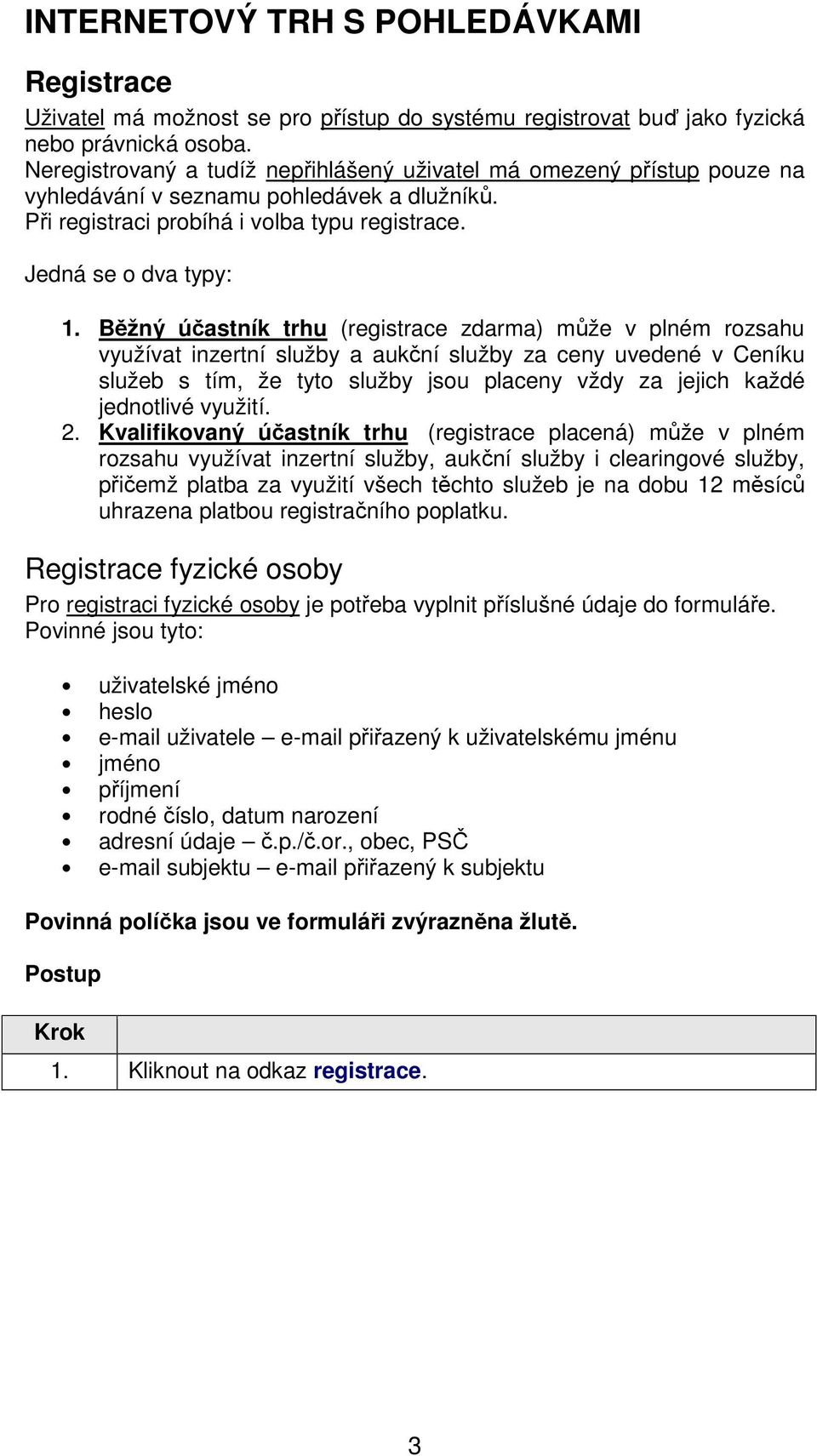 Běžný účastník trhu (registrace zdarma) může v plném rozsahu využívat inzertní služby a aukční služby za ceny uvedené v Ceníku služeb s tím, že tyto služby jsou placeny vždy za jejich každé