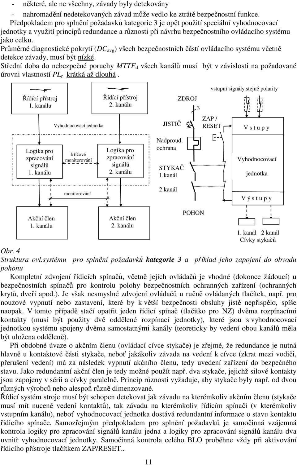 Průměrné diagnostické pokrytí (DC avg ) všech bezpečnostních částí ovládacího systému včetně detekce závady, musí být nízké.