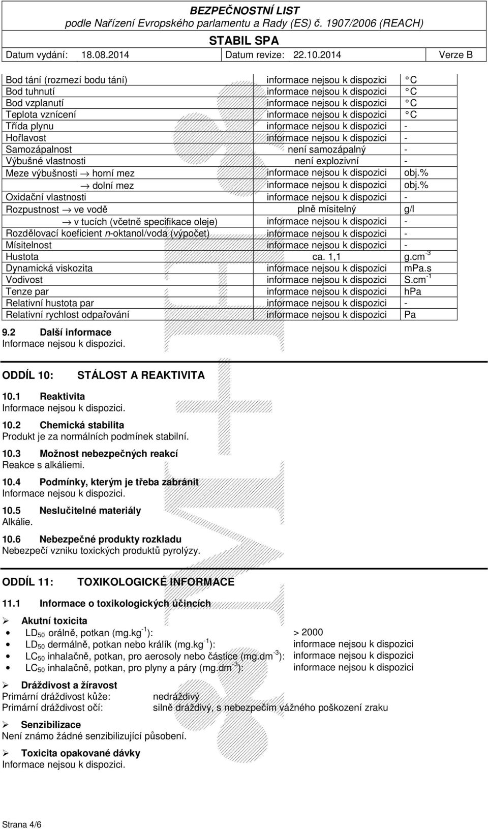 dispozici obj.% dolní mez informace nejsou k dispozici obj.