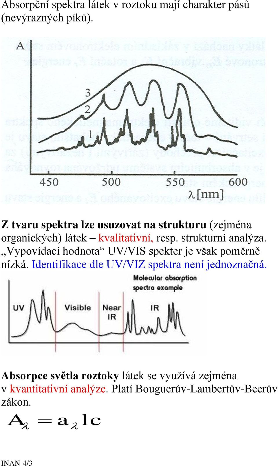 strukturní analýza. Vypovídací hodnota UV/VIS spekter je však poměrně nízká.