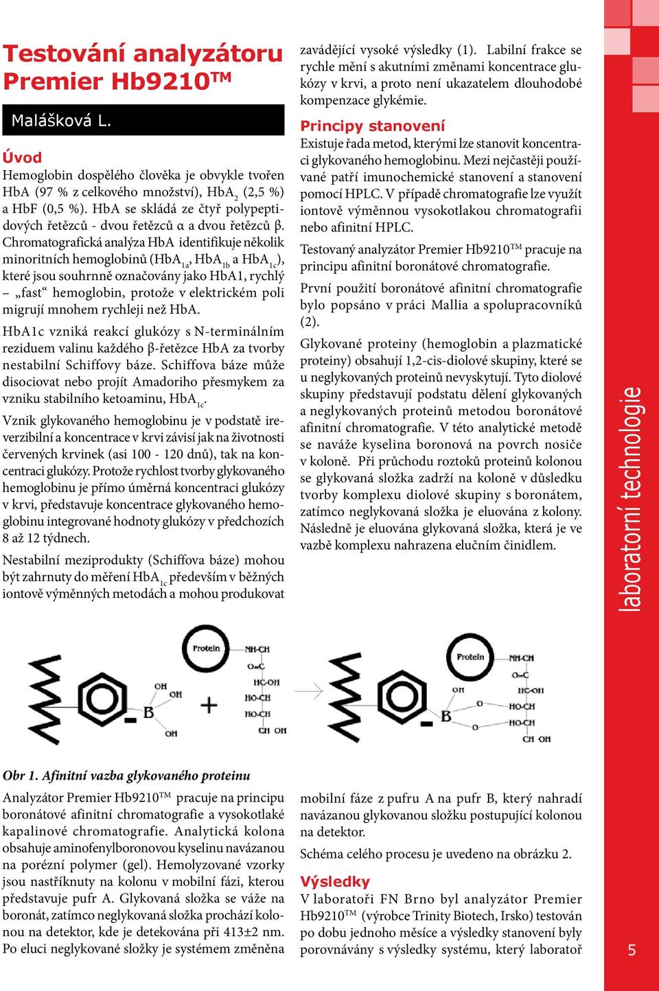 Chromatografická analýza HbA identifikuje několik minoritních hemoglobinů (HbA 1a, HbA 1b a HbA 1c ), které jsou souhrnně označovány jako HbA1, rychlý fast hemoglobin, protože v elektrickém poli