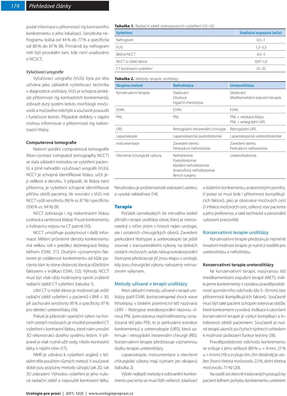 Vylučovací urografie Vylučovací urografie (VUG) byla po léta užívána jako základně vyšetřovací technika v diag nostice urolitiázy.