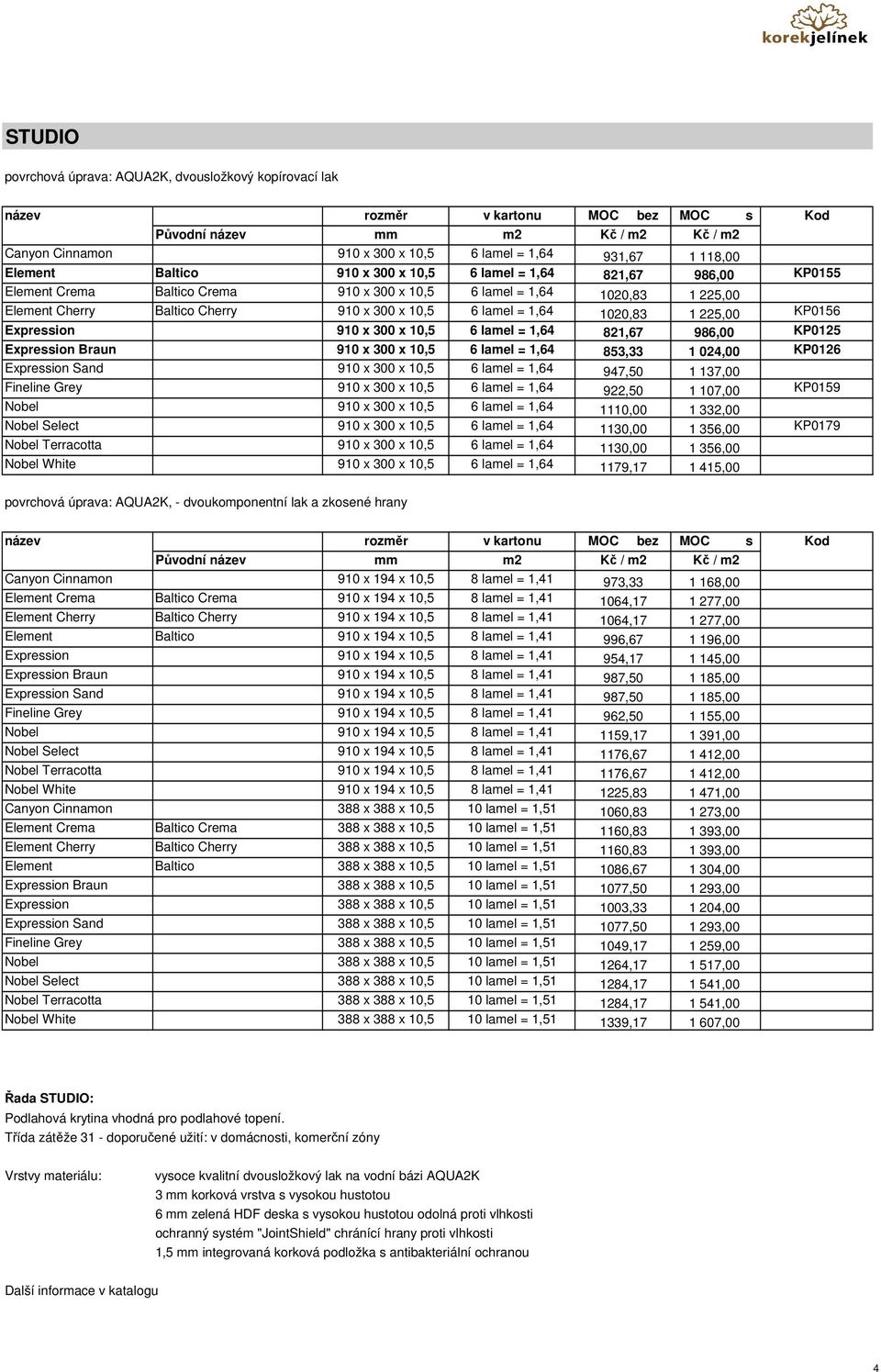 Expression 910 x 300 x 10,5 6 lamel = 1,64 821,67 986,00 KP0125 Expression Braun 910 x 300 x 10,5 6 lamel = 1,64 853,33 1 024,00 KP0126 Expression Sand 910 x 300 x 10,5 6 lamel = 1,64 947,50 1 137,00