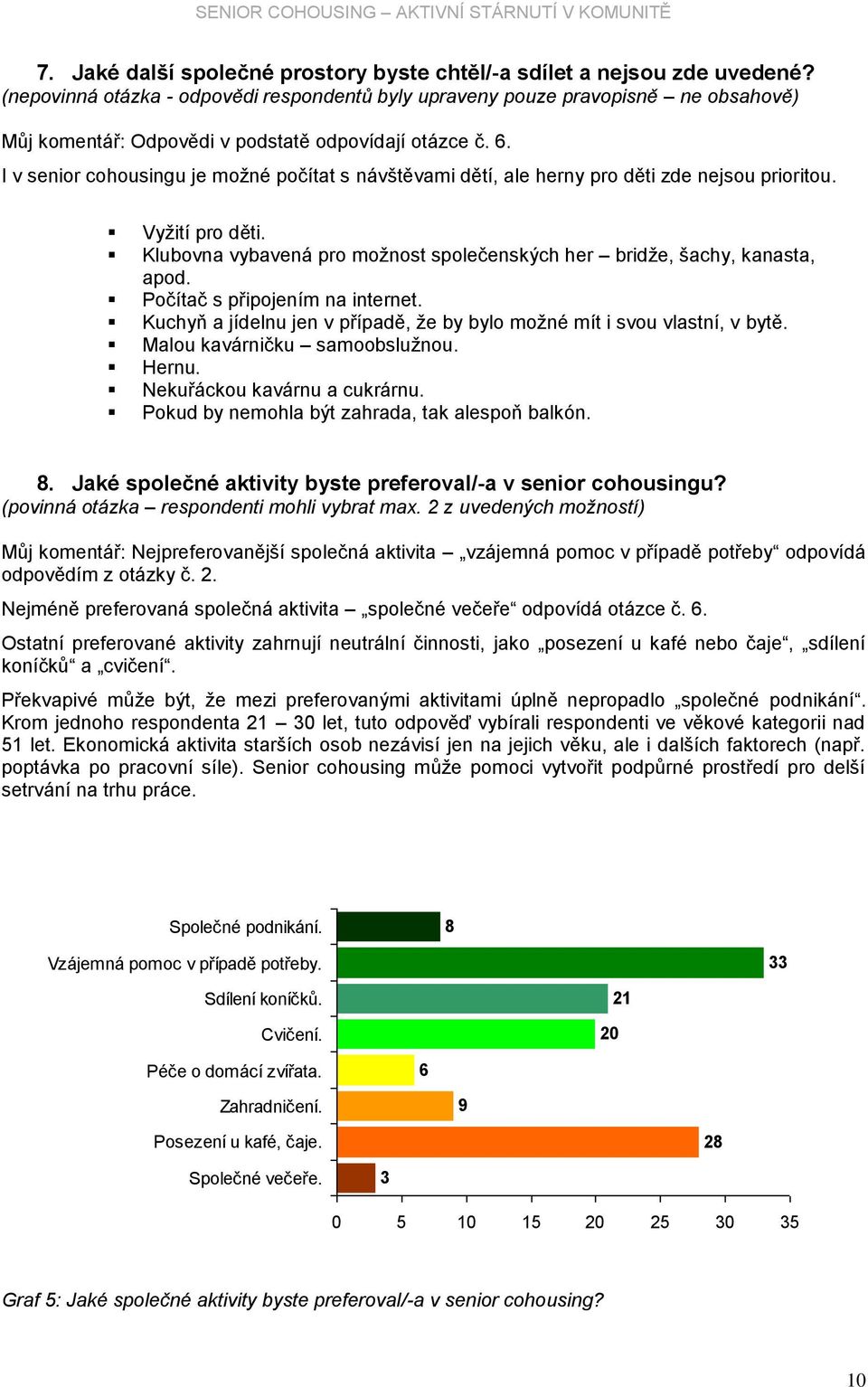 I v senior cohousingu je moţné počítat s návštěvami dětí, ale herny pro děti zde nejsou prioritou. Vyţití pro děti. Klubovna vybavená pro moţnost společenských her bridţe, šachy, kanasta, apod.