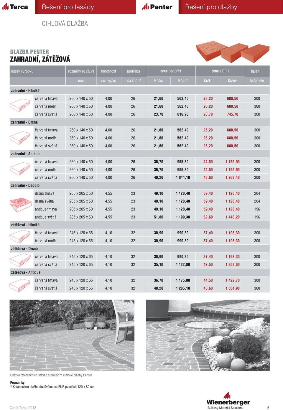 745,70 300 zahradní - Drsná červená tmavá 260 x 140 x 50 4,00 26 21,60 562,40 26,20 680,50 300 červená melír 260 x 140 x 50 4,00 26 21,60 562,40 26,20 680,50 300 červená světlá 260 x 140 x 50 4,00 26