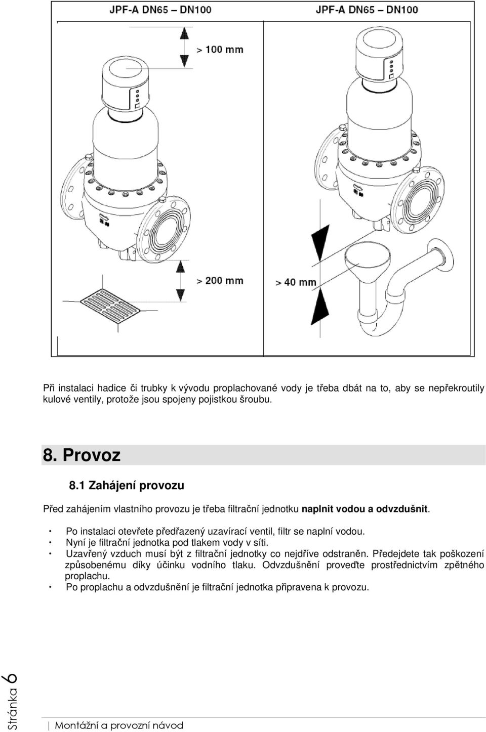 Po instalaci otevřete předřazený uzavírací ventil, filtr se naplní vodou. Nyní je filtrační jednotka pod tlakem vody v síti.