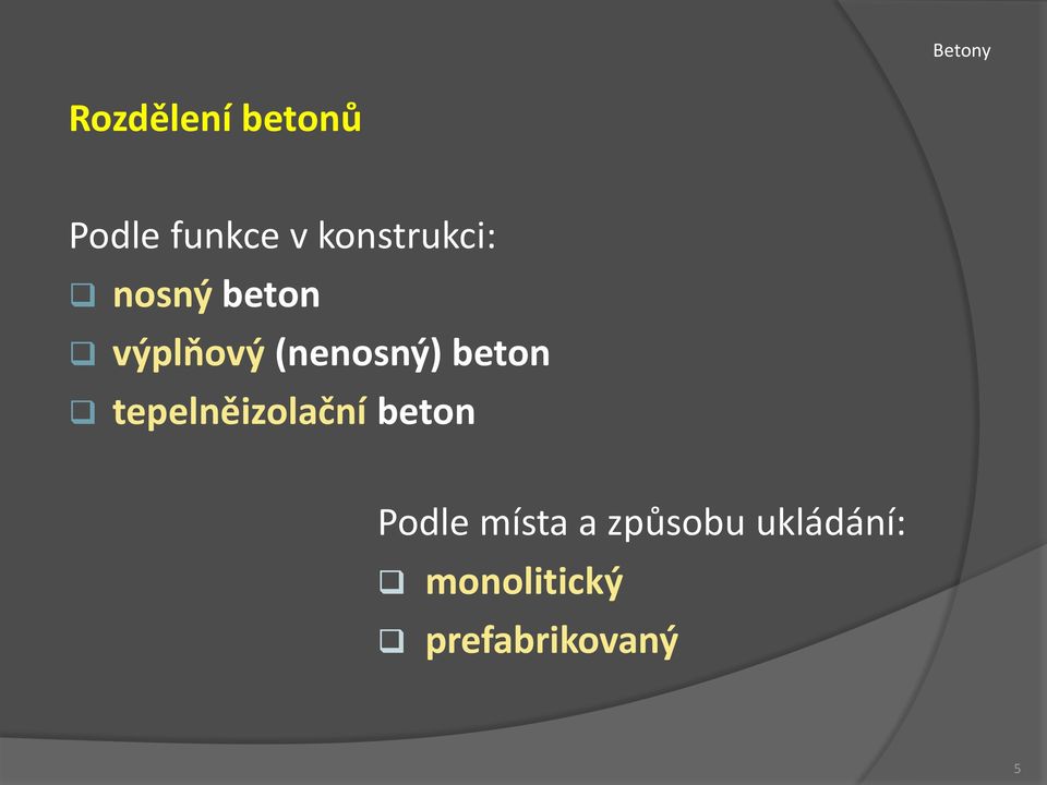 (nenosný) beton tepelněizolační beton