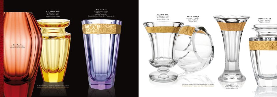 5 inch, 11,5 cm / 4.5 inch Design: 1920-1935 Barva / Colour: alexandrit / alexandrite Gloria 628 H: 15 cm / 5.9 inch, 11,5 cm / 4.