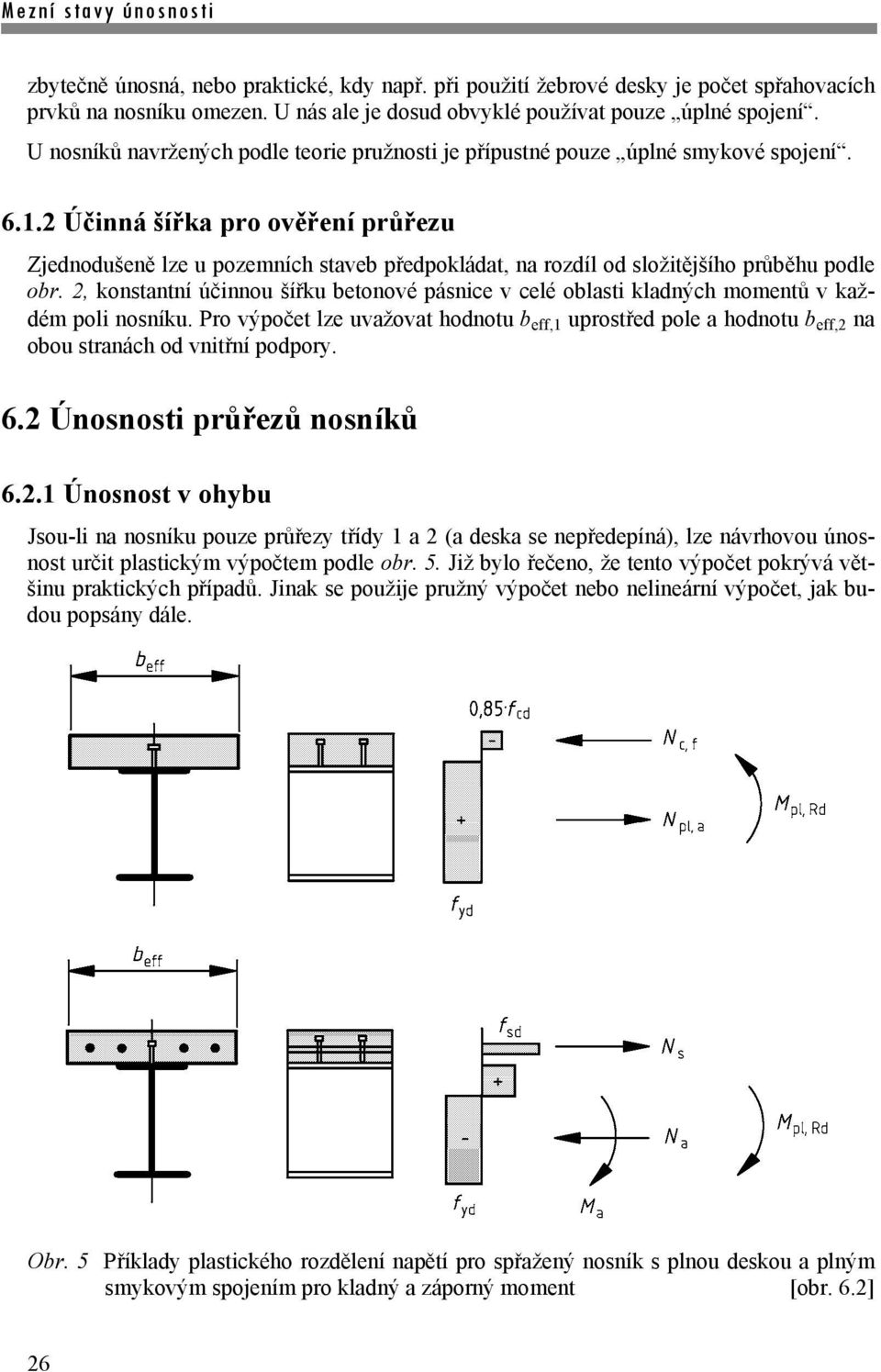 2 Účinná šířka pro ověření průřezu Zjednodušeně lze u pozemních staveb předpokládat, na rozdíl od složitějšího průběhu podle obr.