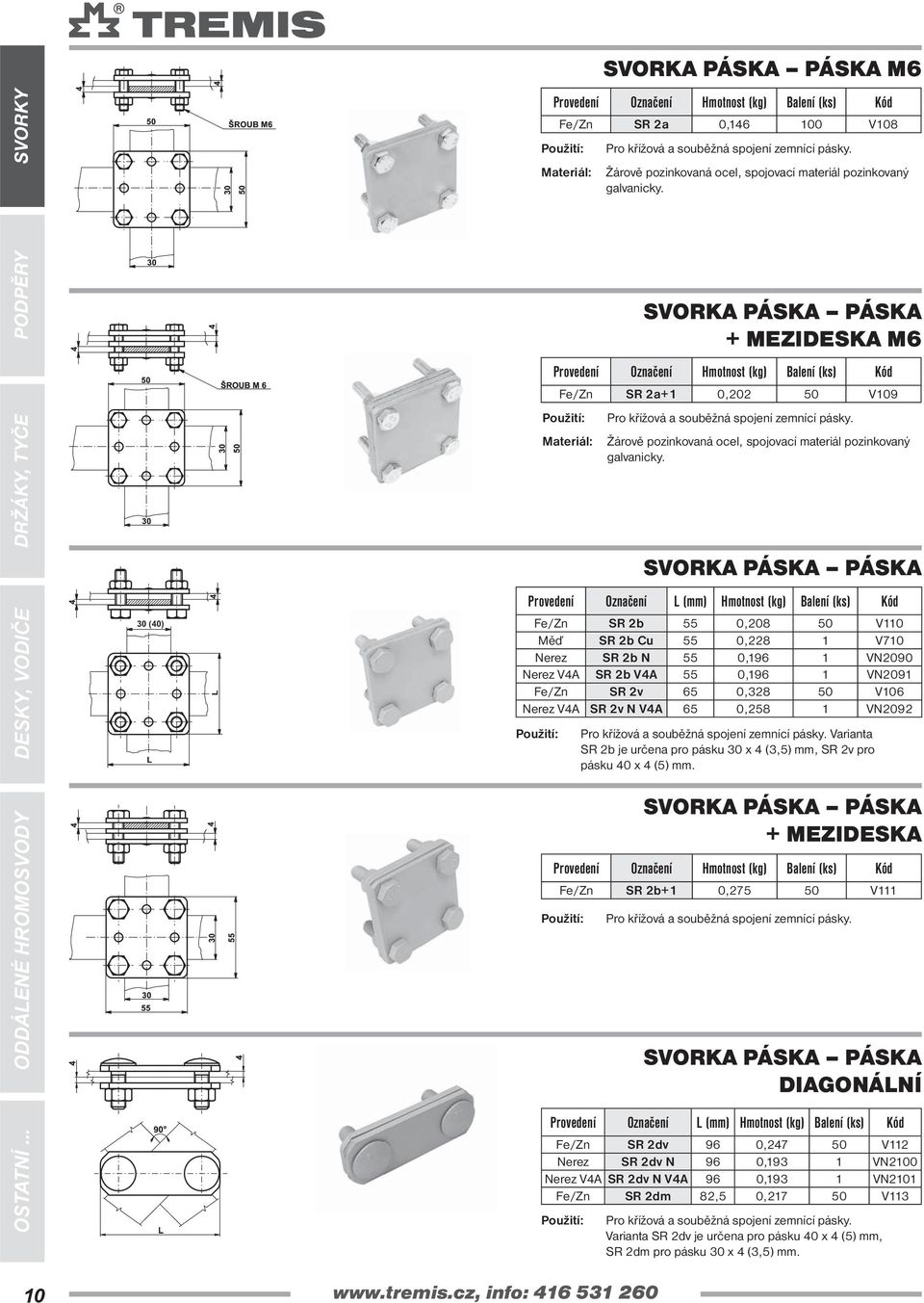 SVORKA PÁSKA PÁSKA SR 2b 55 0,208 50 V110 Měď SR 2b Cu 55 0,228 1 V710 Nerez SR 2b N 55 0,196 1 VN2090 Nerez V4A SR 2b V4A 55 0,196 1 VN2091 SR 2v 65 0,328 50 V106 Nerez V4A SR 2v N V4A 65 0,258 1