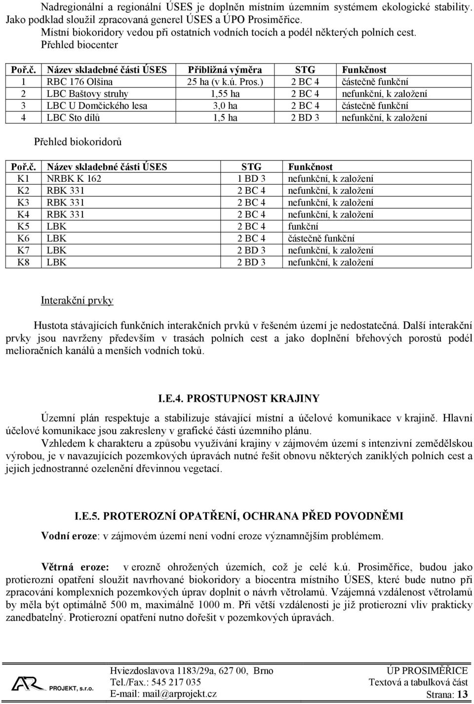 Pros.) 2 BC 4 částečně funkční 2 LBC Baštovy struhy 1,55 ha 2 BC 4 nefunkční, k založení 3 LBC U Domčického lesa 3,0 ha 2 BC 4 částečně funkční 4 LBC Sto dílů 1,5 ha 2 BD 3 nefunkční, k založení