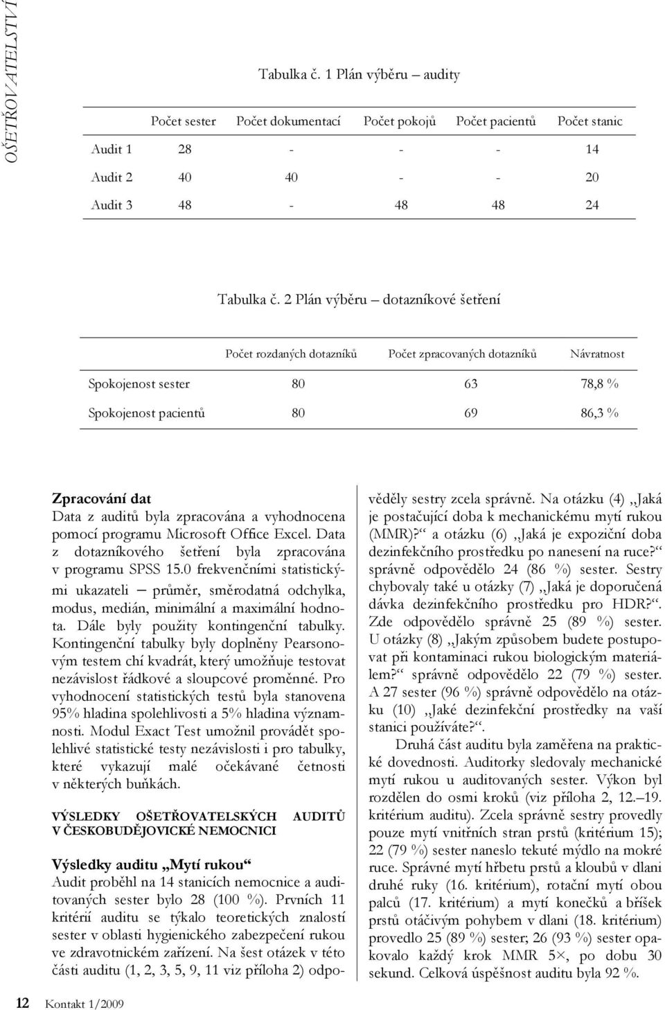 zpracována a vyhodnocena pomocí programu Microsoft Office Excel. Data z dotazníkového šetření byla zpracována v programu SPSS 15.