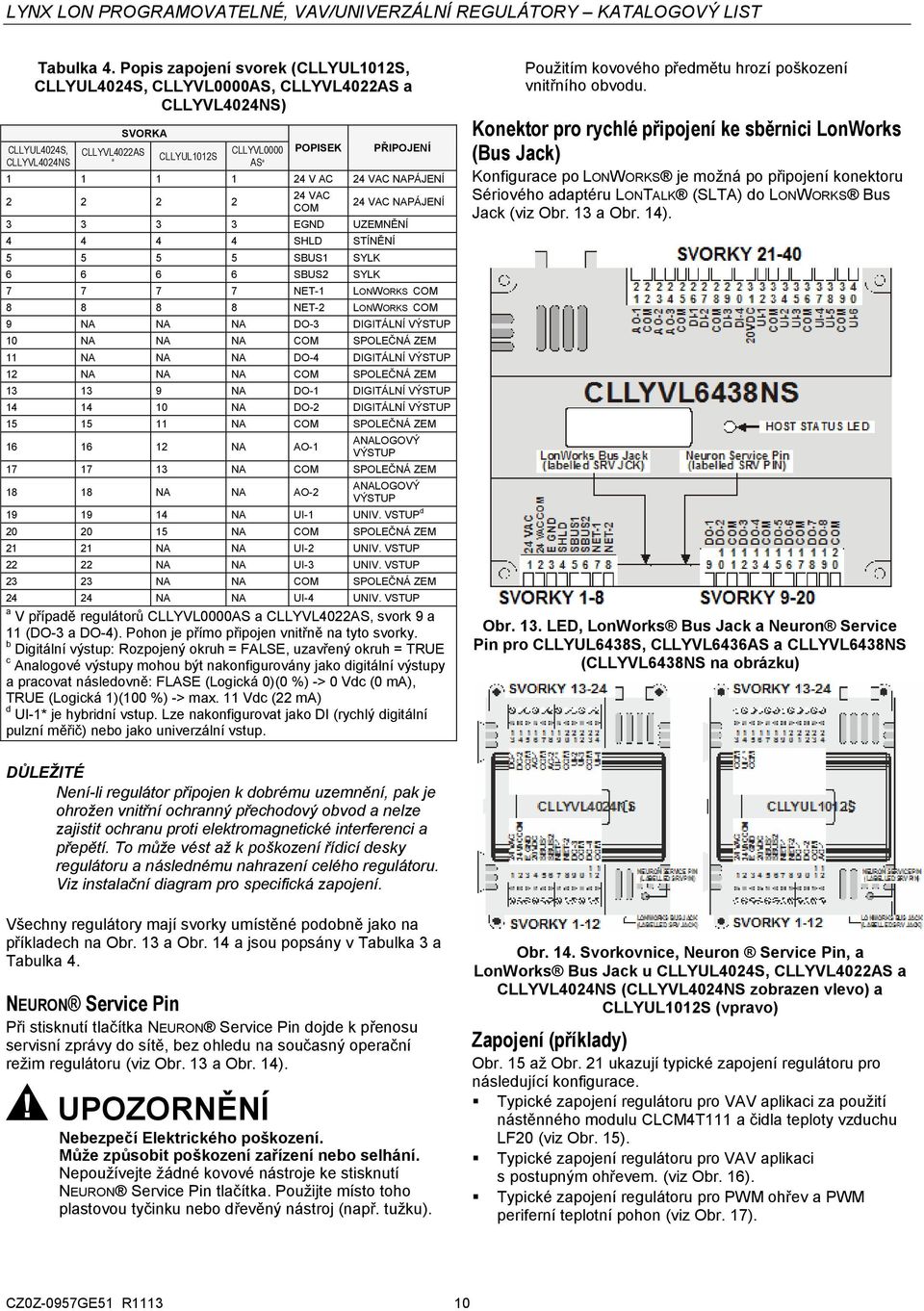 NAPÁJENÍ 4 VAC 4 VAC NAPÁJENÍ 3 3 3 3 EGND UZEMNĚNÍ 4 4 4 4 SHLD STÍNĚNÍ 5 5 5 5 SBUS1 SYLK 6 6 6 6 SBUS SYLK 7 7 7 7 NET-1 LONWORKS 8 8 8 8 NET- LONWORKS 9 NA NA NA DO-3 DIGITÁLNÍ VÝSTUP 10 NA NA NA
