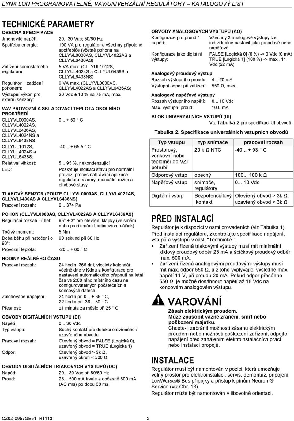 (CLLYUL101S, CLLYUL404S a CLLYUL6438S a CLLYVL6438NS) 9 VA max. (CLLYVL0000AS, CLLYVL40AS a CLLYVL6436AS) 0 Vdc ± 10 % na 75 ma, max.
