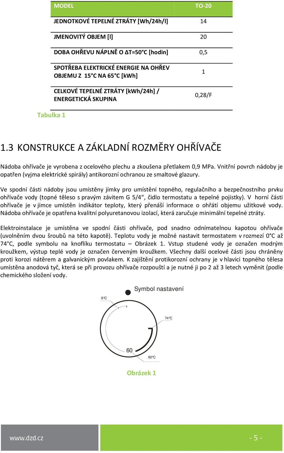 Vnitřní povrch nádoby je opatřen (vyjma elektrické spirály) antikorozní ochranou ze smaltové glazury.