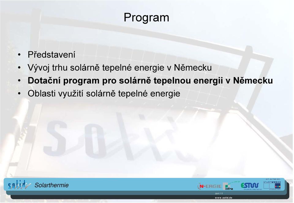 program pro solárně tepelnou energii v