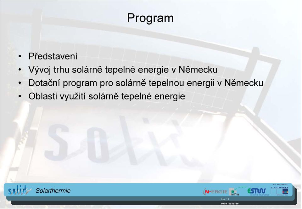 program pro solárně tepelnou energii v