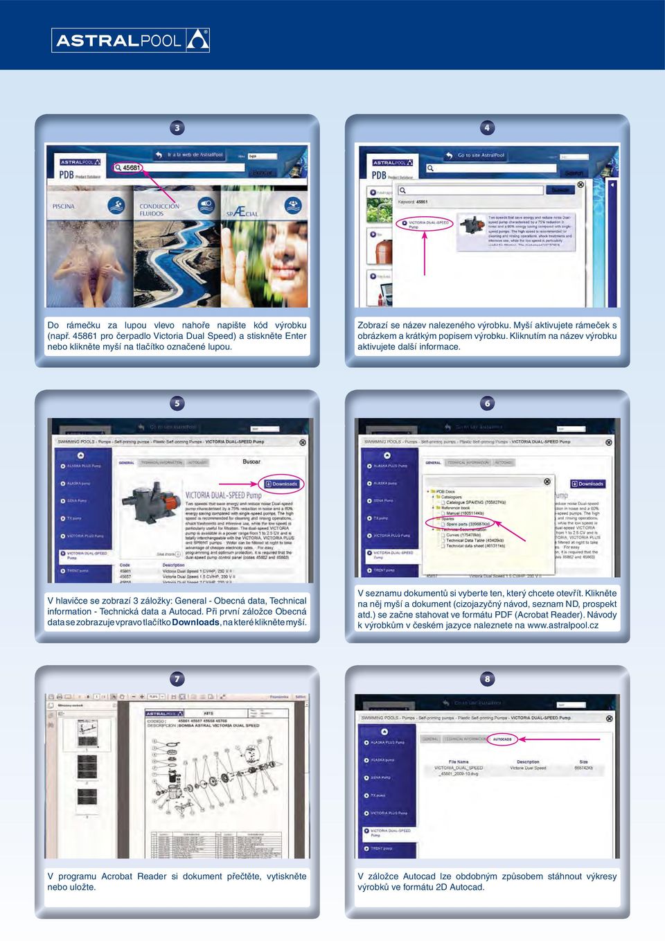 V hlavičce se zobrazí 3 záložky: General - Obecná data, Technical information - Technická data a Autocad. Při první záložce Obecná data se zobrazuje vpravo tlačítko Downloads, na které klikněte myší.