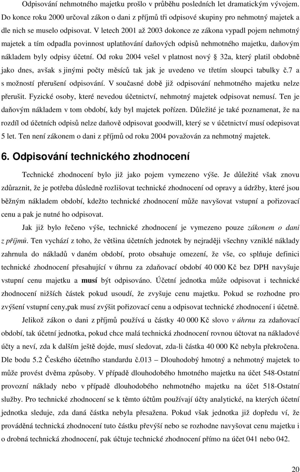 V letech 2001 až 2003 dokonce ze zákona vypadl pojem nehmotný majetek a tím odpadla povinnost uplatňování daňových odpisů nehmotného majetku, daňovým nákladem byly odpisy účetní.