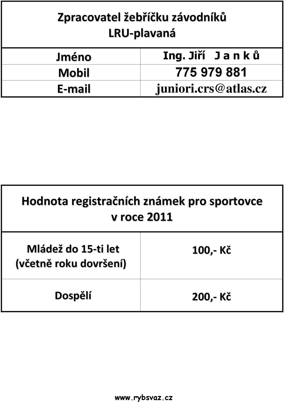 cz Hodnota registračních známek pro sportovce v roce 2011