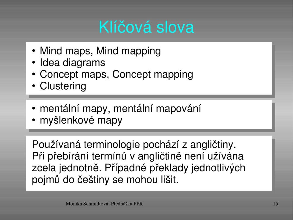 pochází z angličtiny. Při přebírání termínů v angličtině není užívána zcela jednotně.