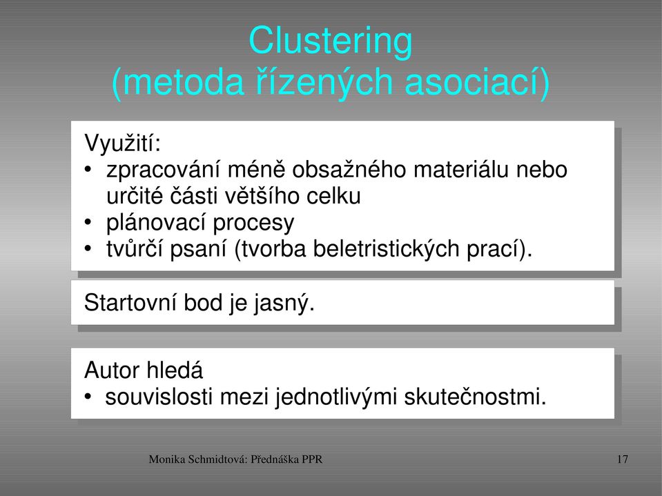 (tvorba beletristických prací). Startovní bod je jasný.