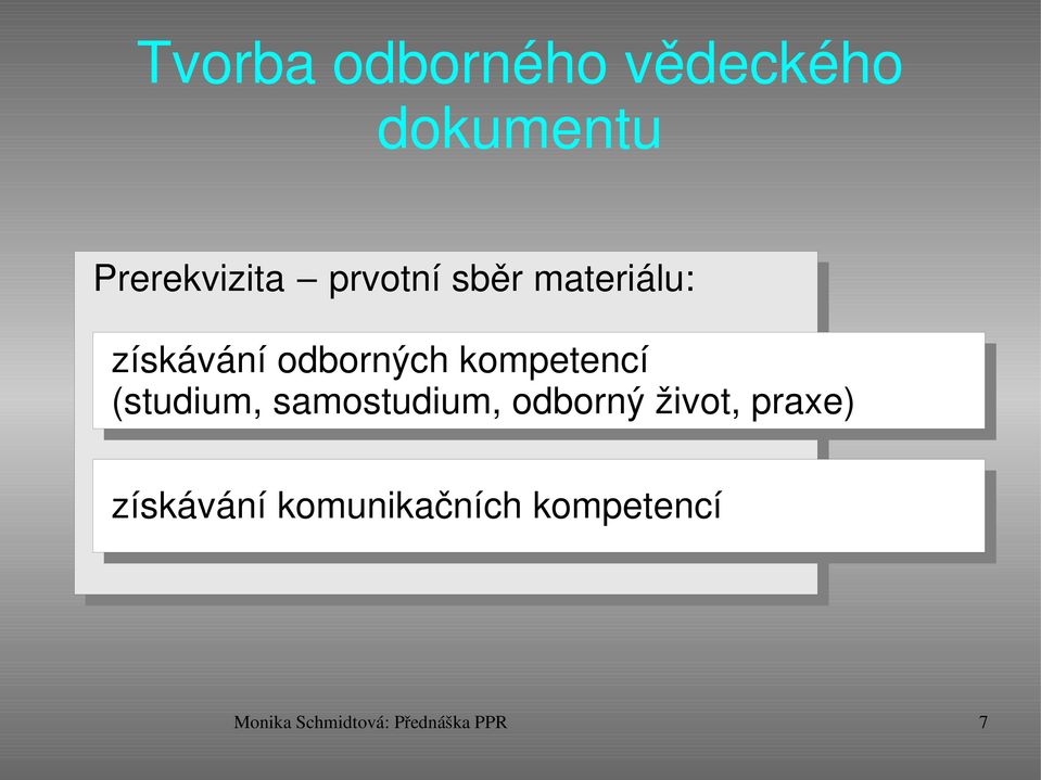 (studium, samostudium, odborný život, praxe) získávání