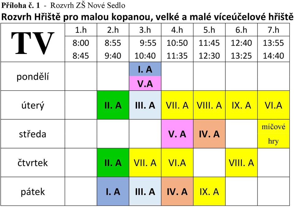 TV 1.h 2.h 3.h 4.h 5.h 6.h 7.