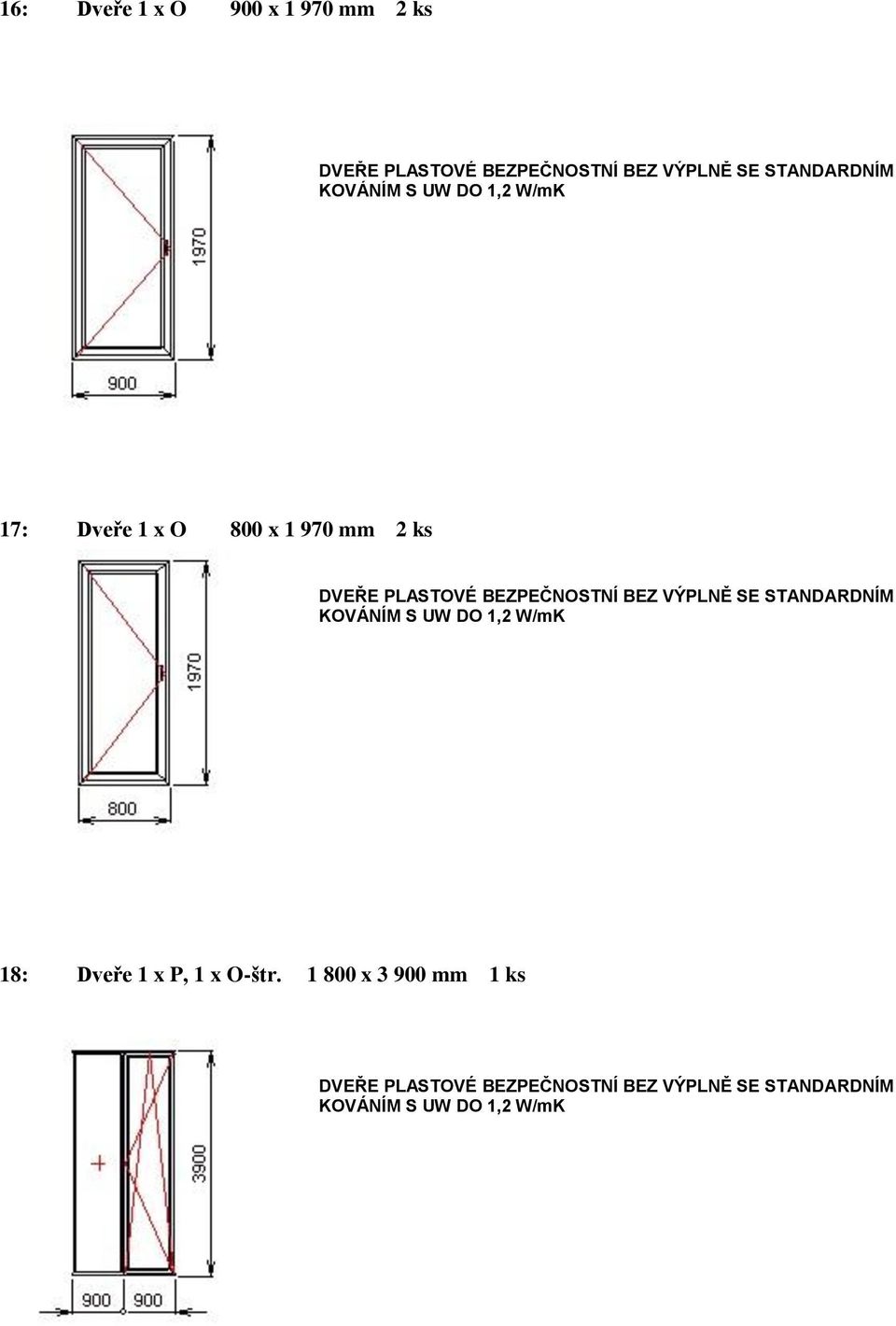 970 mm 2 ks 18: Dveře 1 x P, 1