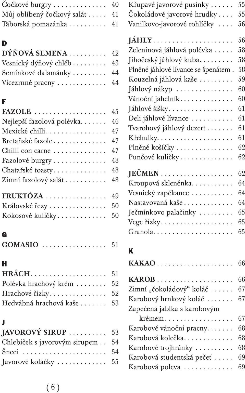 ............. 47 Fazolové burgry.............. 48 Chatařské toasty.............. 48 Zimní fazolový salát........... 48 FRUKTÓZA................ 49 Královské řezy............... 50 Kokosové kuličky.