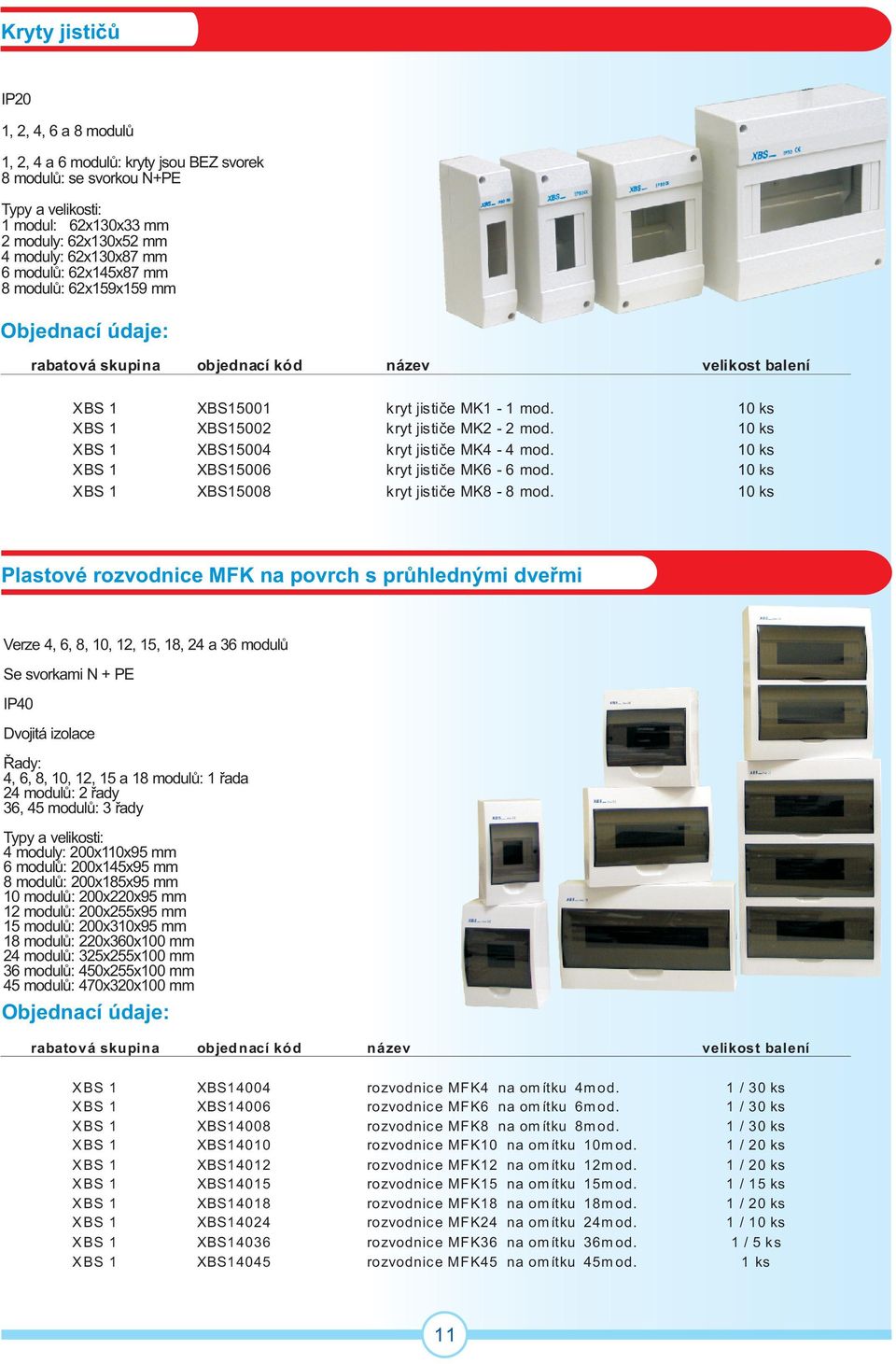 10 ks XBS 1 XBS15006 kryt jistièe MK6-6 mod. 10 ks XBS 1 XBS15008 kryt jistièe MK8-8 mod.