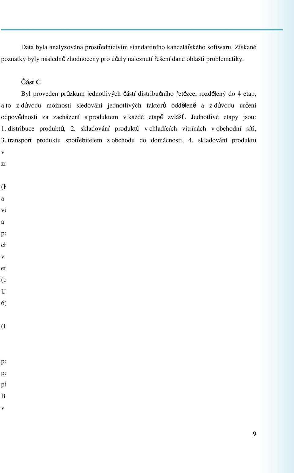 produktem v každé etapě zvlášť. Jednotlivé etapy jsou: 1. distribuce produktů, 2. skladování produktů v chladících vitrínách v obchodní síti, 3.