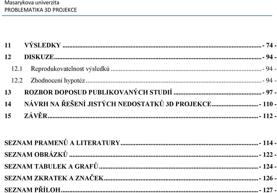 ..- 97-14 NÁVRH NA ŘEŠENÍ JISTÝCH NEDOSTATKŮ 3D PROJEKCE...- 110-15 ZÁVĚR.