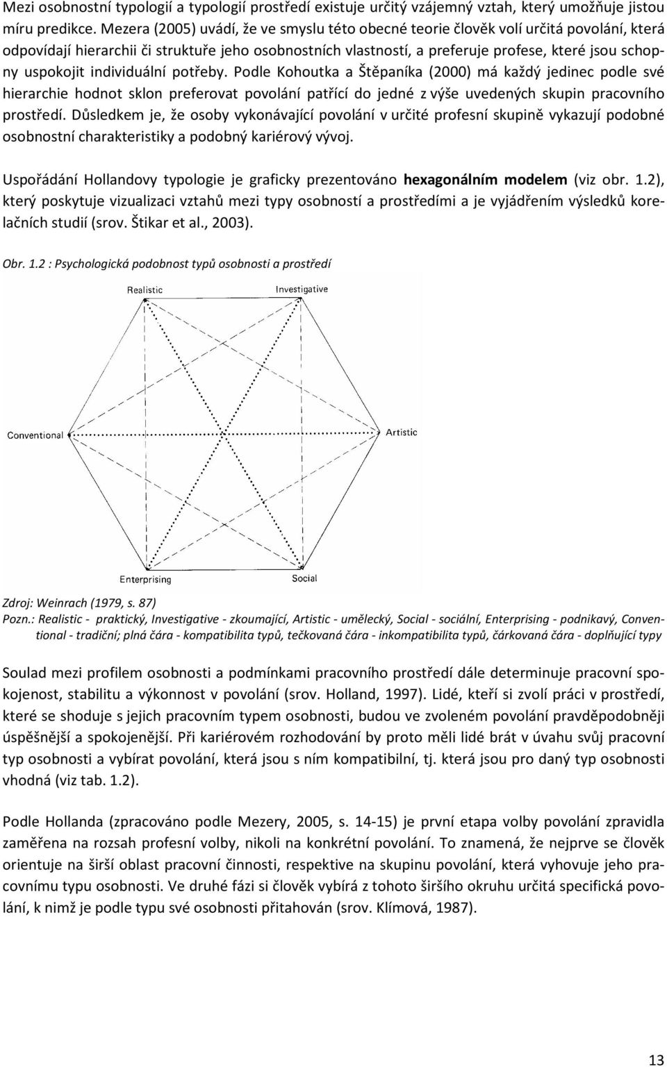 uspokojit individuální potřeby. Podle Kohoutka a Štěpaníka (2000) má každý jedinec podle své hierarchie hodnot sklon preferovat povolání patřící do jedné z výše uvedených skupin pracovního prostředí.