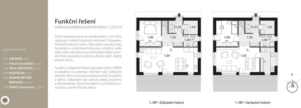 Dům obsahuje 5 velkých obytných místností, 2 koupelny, technické zázemí a šatnu.