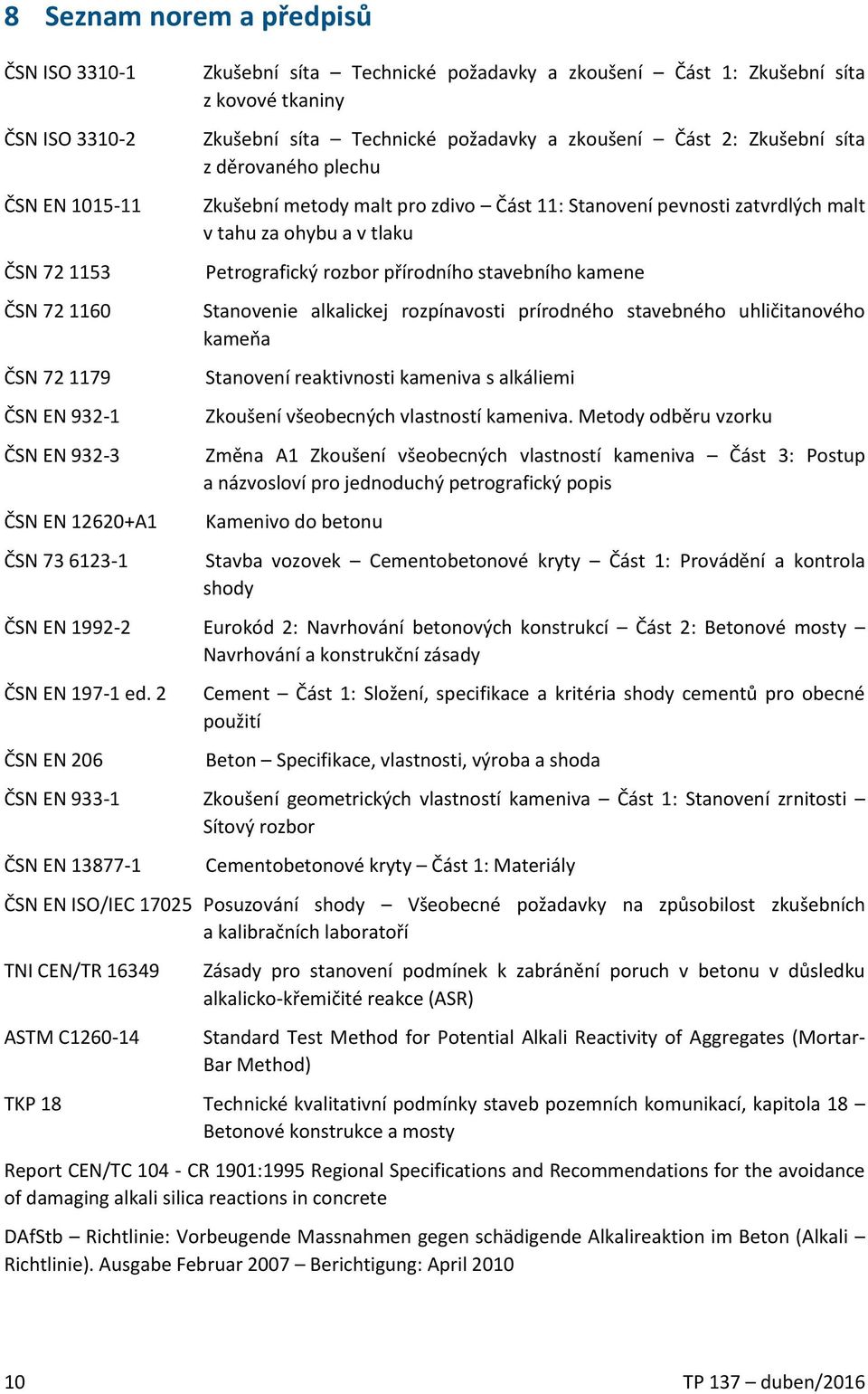 zatvrdlých malt v tahu za ohybu a v tlaku Petrografický rozbor přírodního stavebního kamene Stanovenie alkalickej rozpínavosti prírodného stavebného uhličitanového kameňa Stanovení reaktivnosti