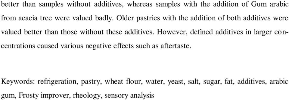 However, defined additives in larger concentrations caused various negative effects such as aftertaste.