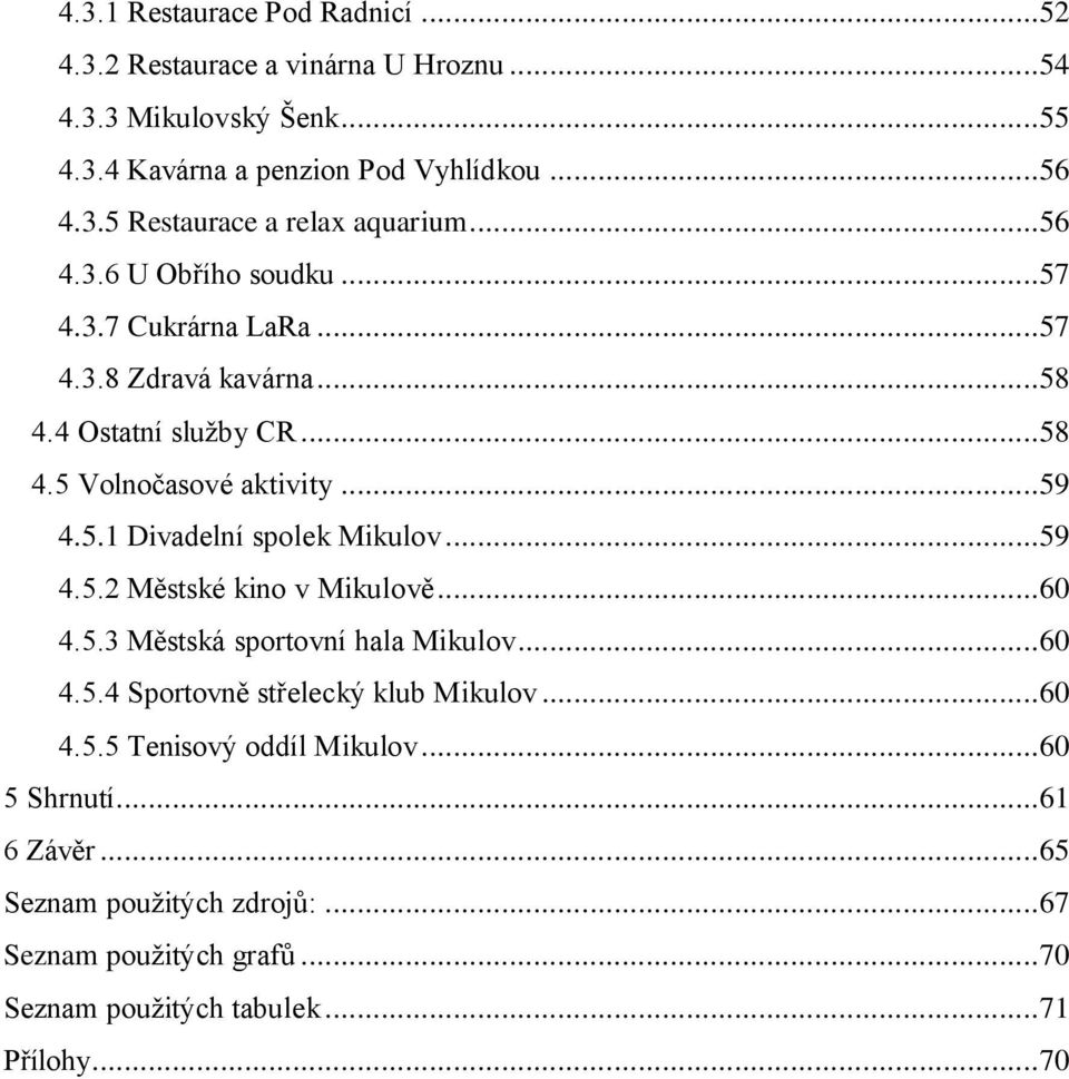 ..59 4.5.2 Městské kino v Mikulově...60 4.5.3 Městská sportovní hala Mikulov...60 4.5.4 Sportovně střelecký klub Mikulov...60 4.5.5 Tenisový oddíl Mikulov.