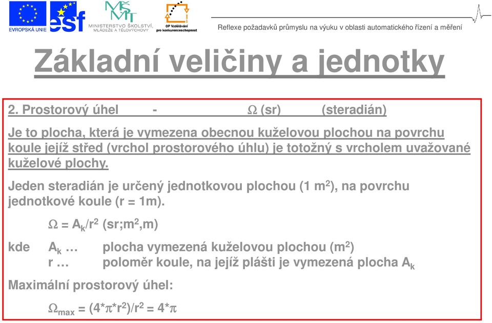 (vrchol prostorového úhlu) je totožný s vrcholem uvažované kuželové plochy.