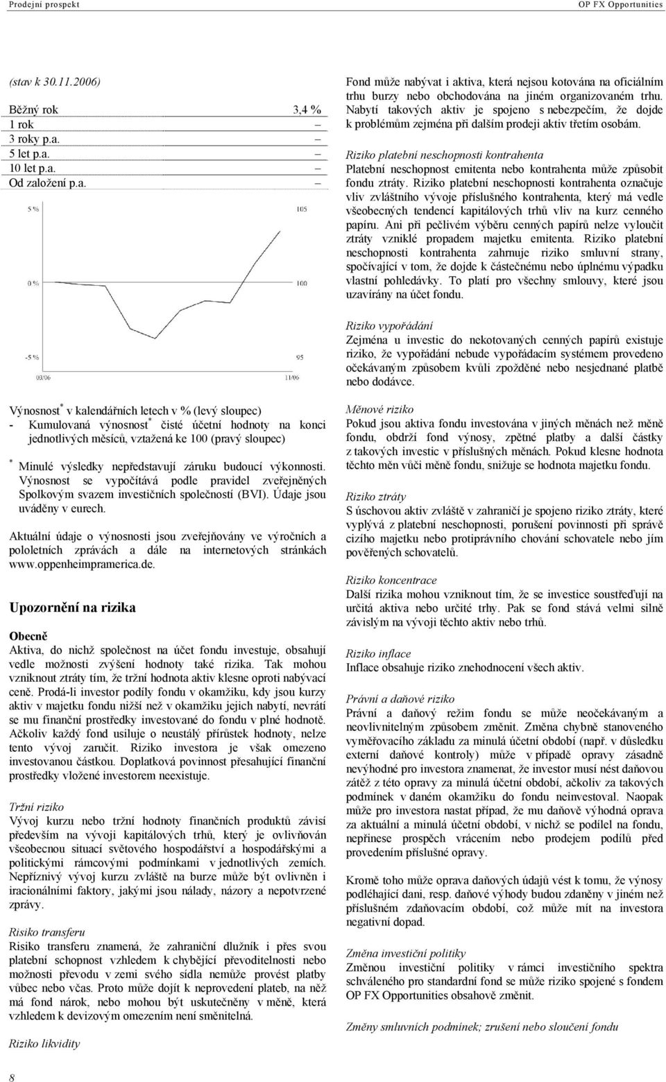 Riziko platební neschopnosti kontrahenta Platební neschopnost emitenta nebo kontrahenta může způsobit fondu ztráty.