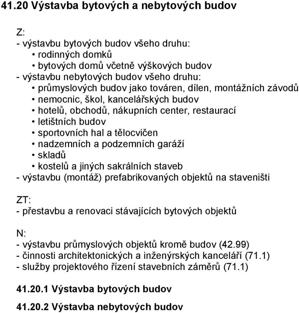 garáží skladů kostelů a jiných sakrálních staveb - výstavbu (montáž) prefabrikovaných objektů na staveništi - přestavbu a renovaci stávajících bytových objektů - výstavbu průmyslových objektů