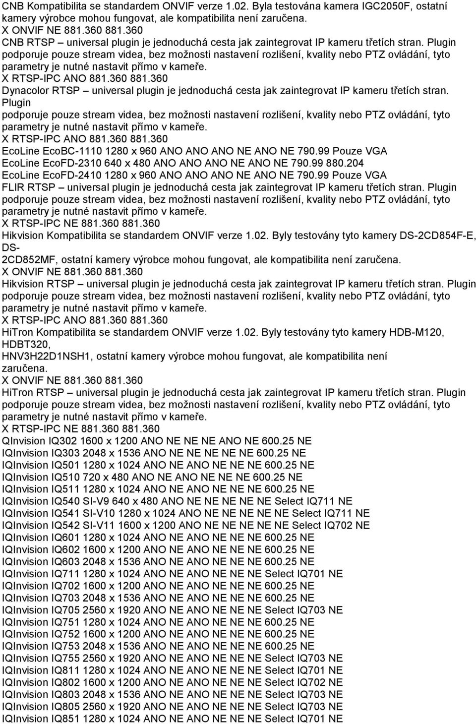 360 Dynacolor RTSP universal plugin je jednoduchá cesta jak zaintegrovat IP kameru třetích stran. X RTSP-IPC ANO 881.360 881.360 EcoLine EcoBC-1110 1280 x 960 ANO ANO ANO NE ANO NE 790.