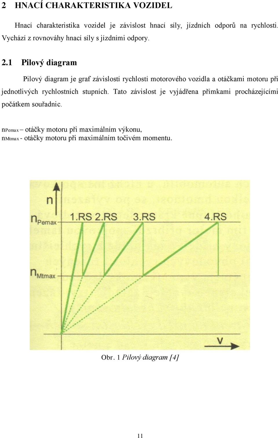 1 Pilový diagram Pilový diagram je graf závislostí rychlostí motorového vozidla a otáčkami motoru při jednotlivých rychlostních