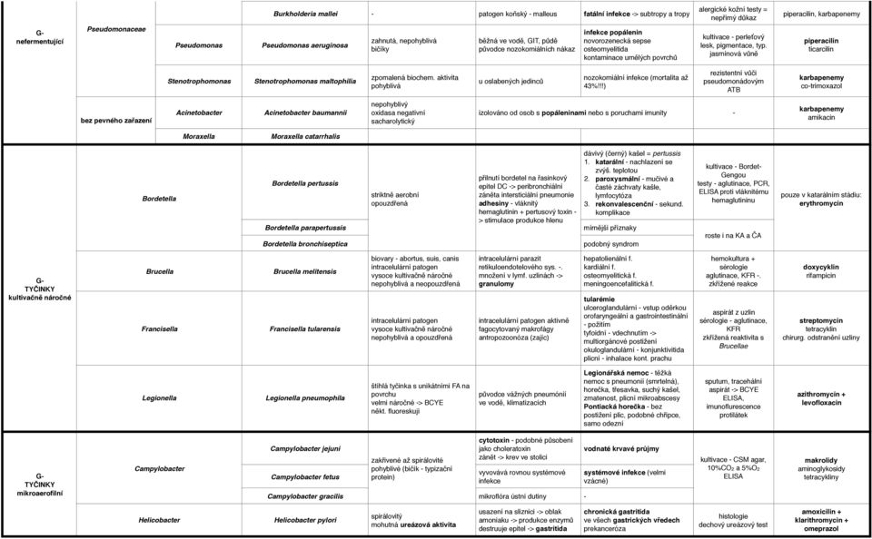 pigmentace, typ. jasmínová vůně piperacilin ticarcilin Stenotrophomonas Stenotrophomonas maltophilia zpomalená biochem. aktivita pohyblivá u oslabených jedinců nozokomiální infekce (mortalita až 43%!