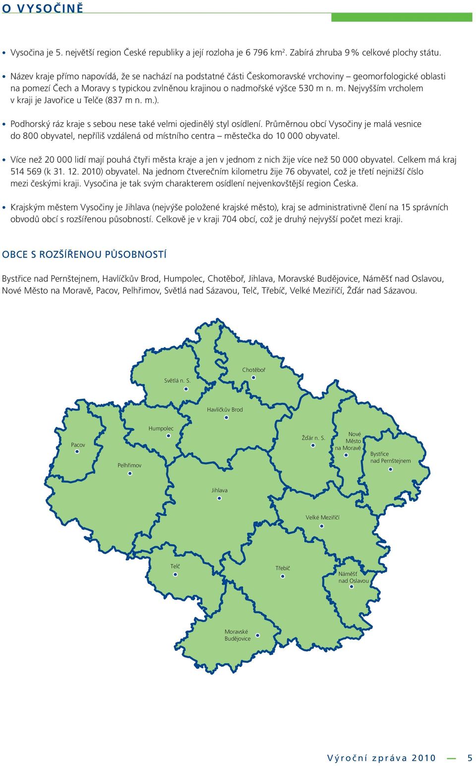 n. m. Nejvyšším vrcholem v kraji je Javořice u Telče (837 m n. m.). Podhorský ráz kraje s sebou nese také velmi ojedinělý styl osídlení.