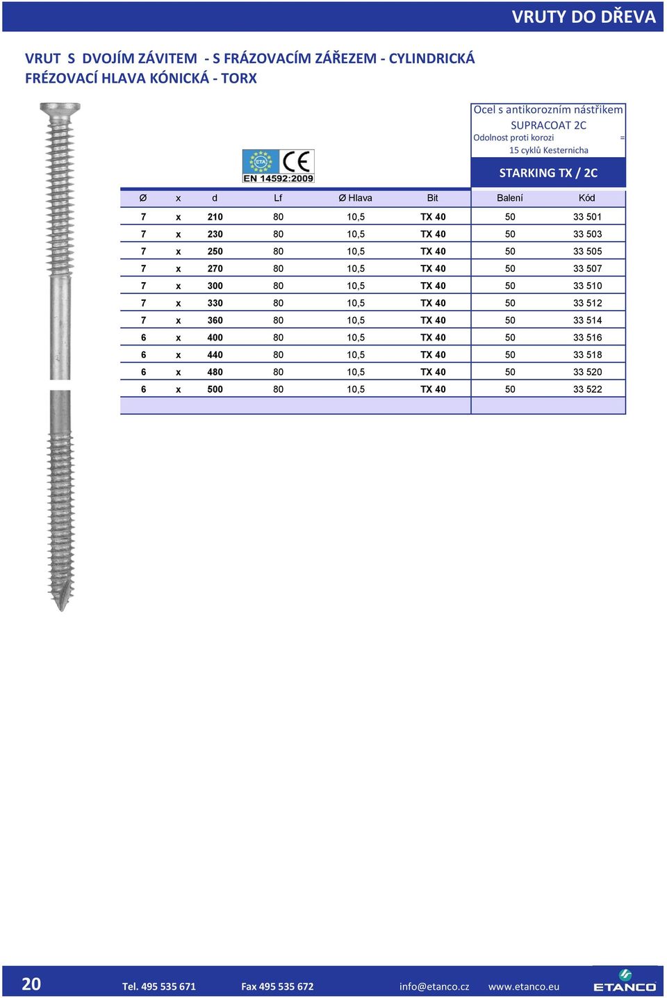 50 33 505 7 x 270 80 10,5 TX 40 50 33 507 7 x 300 80 10,5 TX 40 50 33 510 7 x 330 80 10,5 TX 40 50 33 512 7 x 360 80 10,5 TX 40 50 33 514 6 x 400 80 10,5 TX 40 50