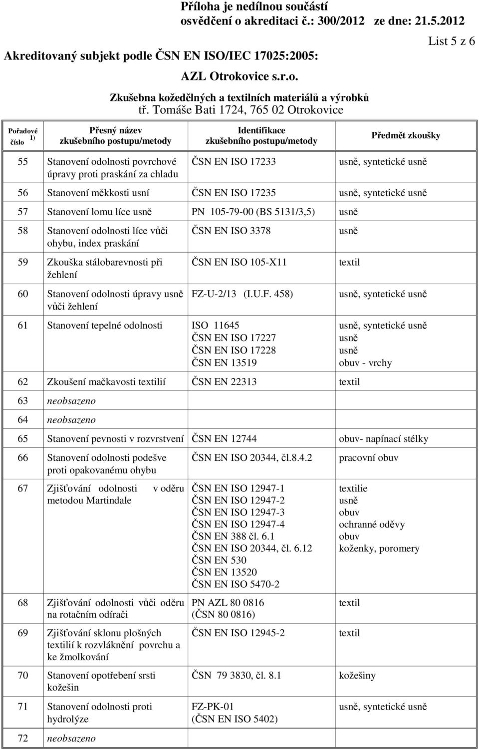 ČSN EN ISO 3378 ČSN EN ISO 105-X11 FZ