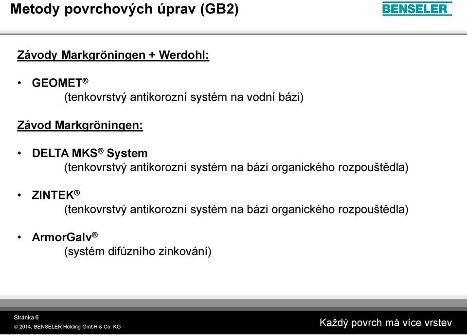 antikorozní systém na bázi organického rozpouštědla) ZINTEK (tenkovrstvý antikorozní