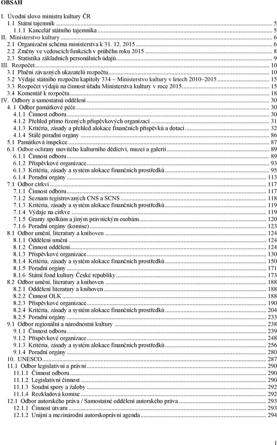 .. 15 3.3 Rozpočet výdajŧ na činnost úřadu Ministerstva kultury v roce 2015... 15 3.4 Komentář k rozpočtu... 18 IV. Odbory a samostatná oddělení... 30 4. 1 Odbor památkové péče... 30 4.1.1 Činnost odboru.