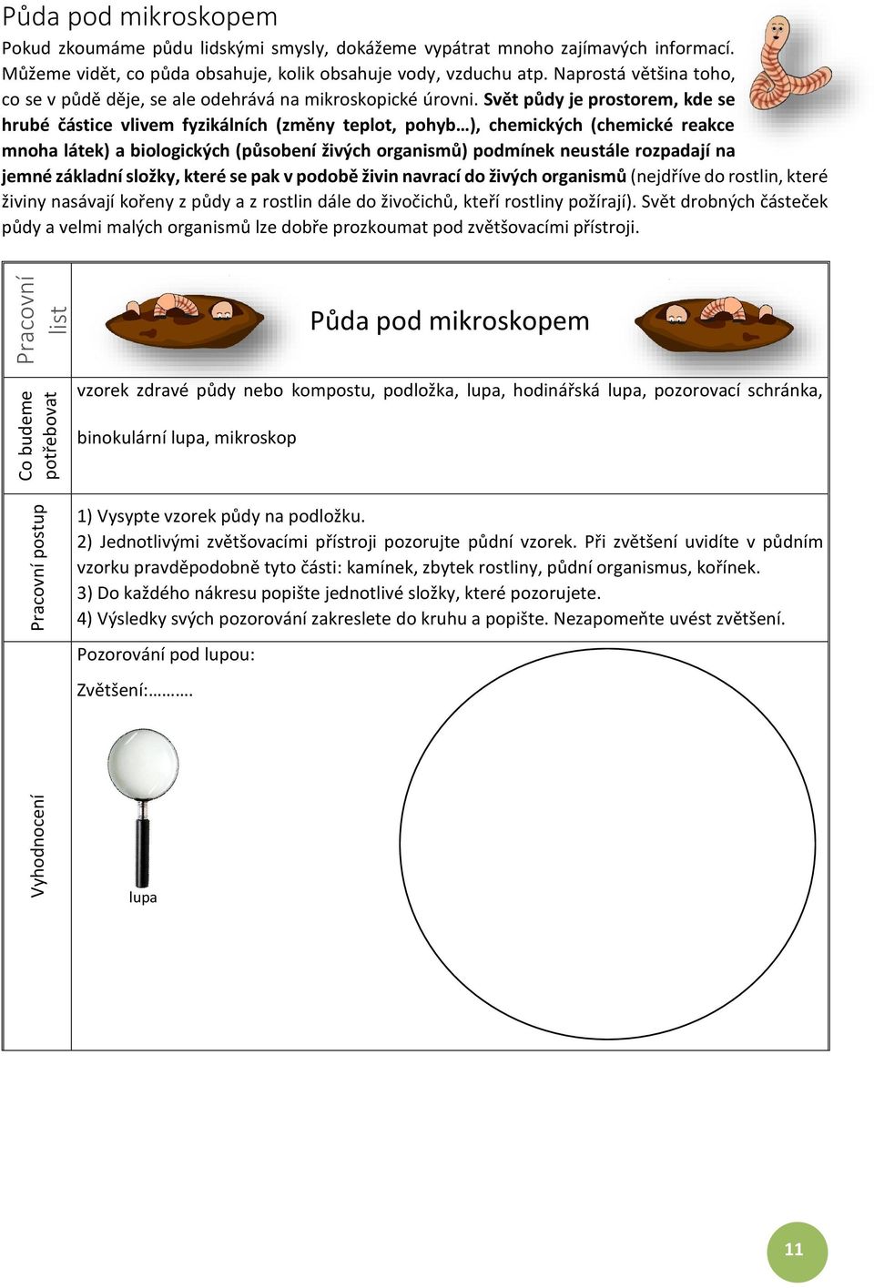 Svět půdy je prostorem, kde se hrubé částice vlivem fyzikálních (změny teplot, pohyb ), chemických (chemické reakce mnoha látek) a biologických (působení živých organismů) podmínek neustále rozpadají